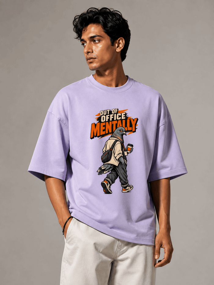 Out Of Office Pigeon – Oversized Graphic T-Shirt