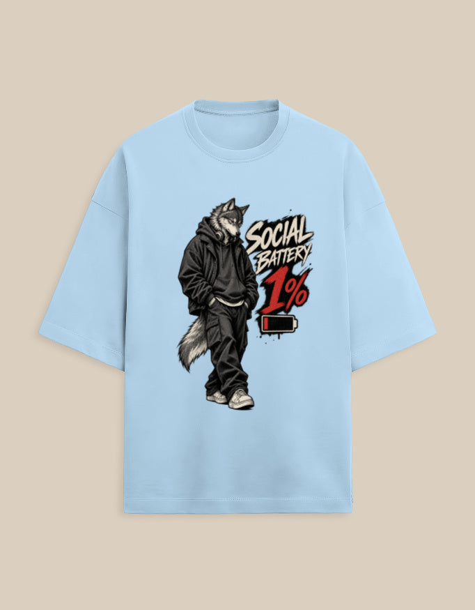 Social Battery Wolf — Baby Blue — front product view