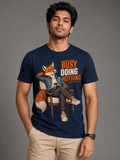 busy doing nothing fox navy blue close male AI studio photoshoot