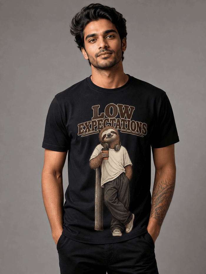 Low Expectations Sloth – Supima Graphic T-Shirt