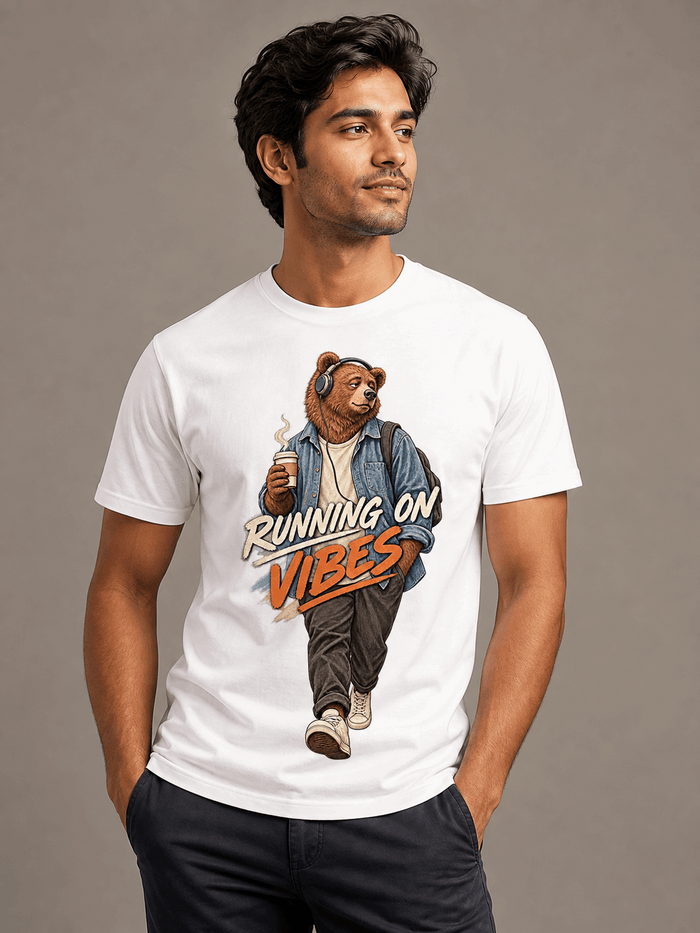 Running On Vibes Bear – Supima Graphic T-Shirt