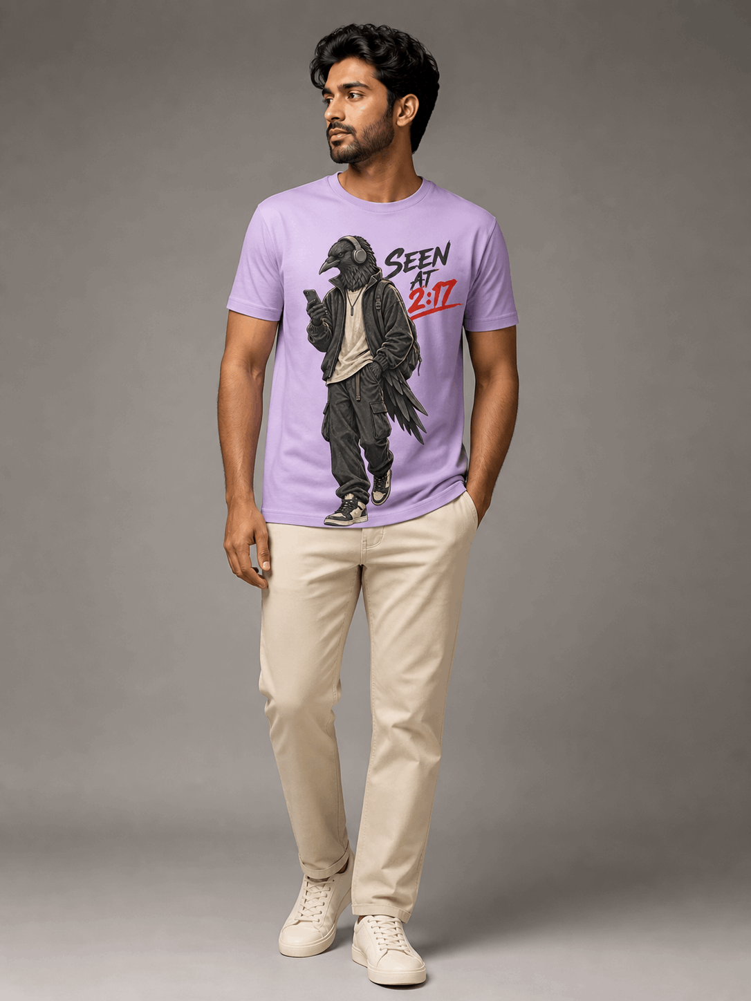 seen at 2 17 crow lavender full male AI studio photoshoot