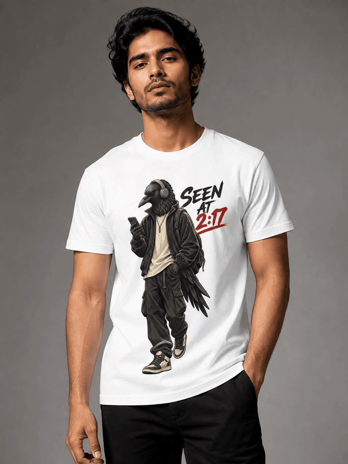 Seen At 2:17 Crow – Supima Graphic T-Shirt