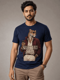 selectively social leopard navy blue close male AI studio photoshoot