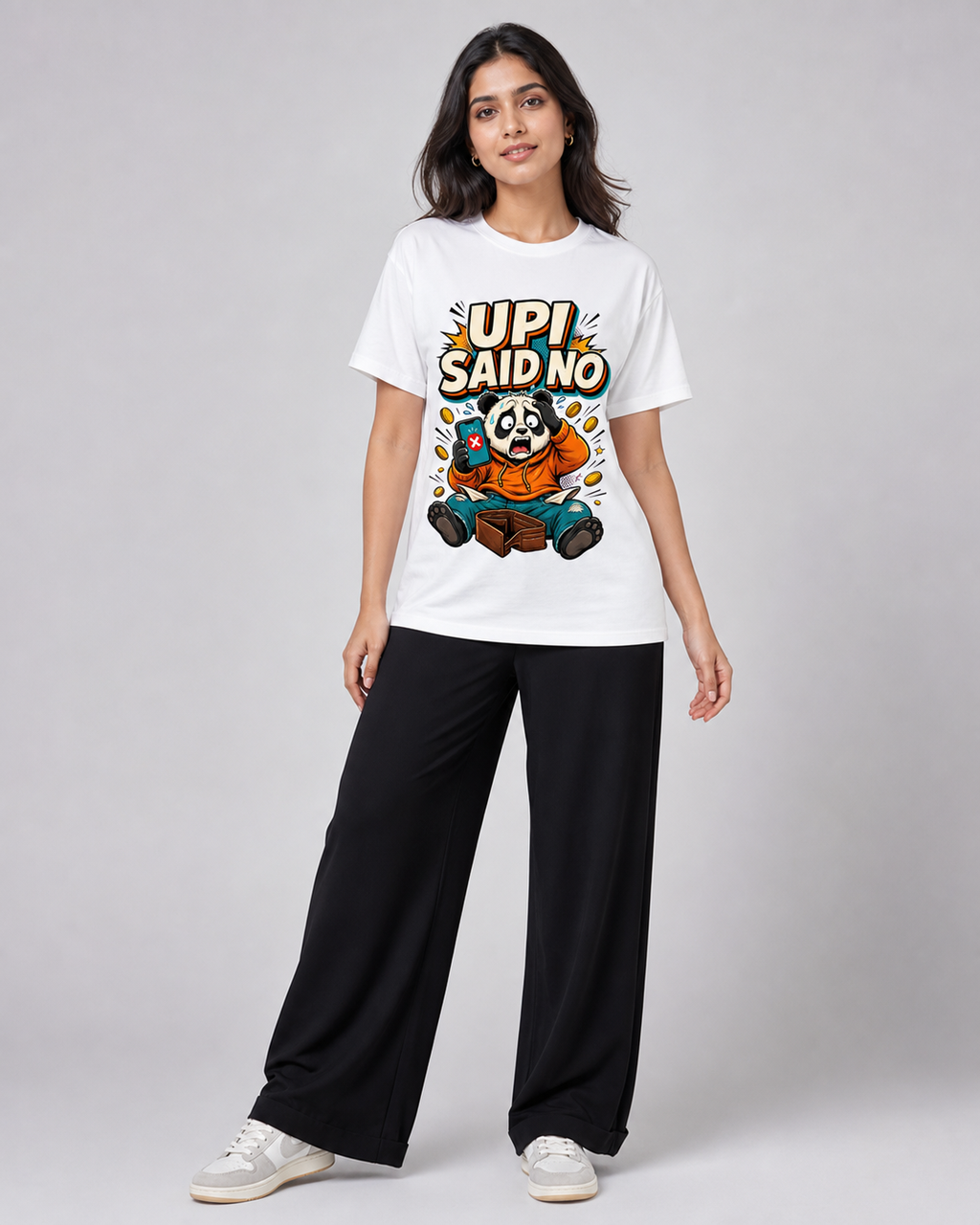 UPI Said No — White — female model approx. 5'6", wearing size M