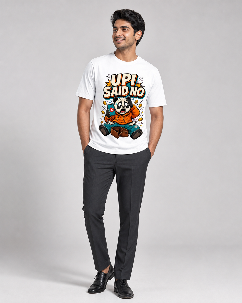UPI Said No — White — male model approx. 6'0", wearing size L