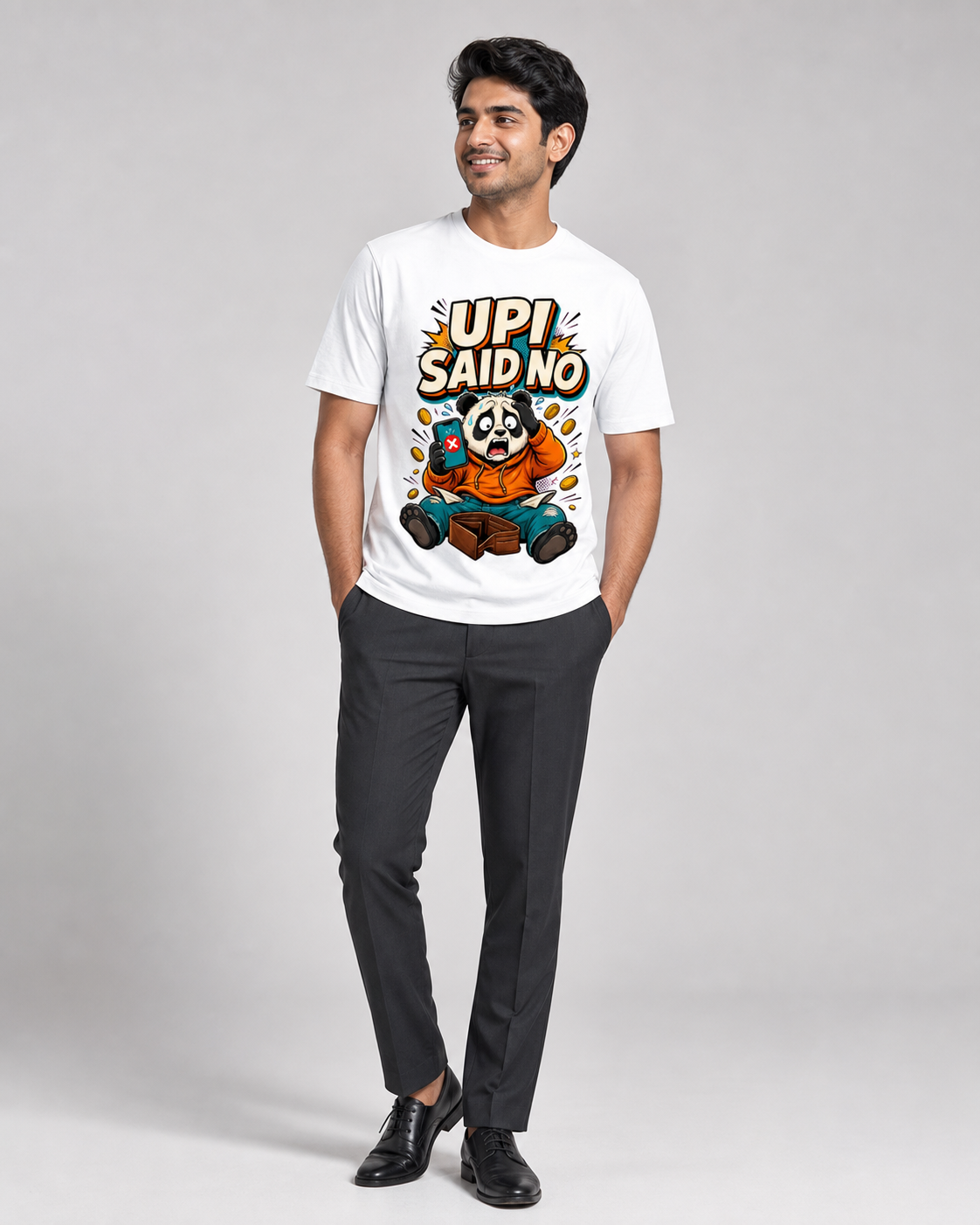 UPI Said No — White — male model approx. 6'0", wearing size L